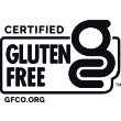 Gluten-Free Certification Organization logo; text reads, "Certified Gluten Free GFCO.org," next to stylized "G" logo.